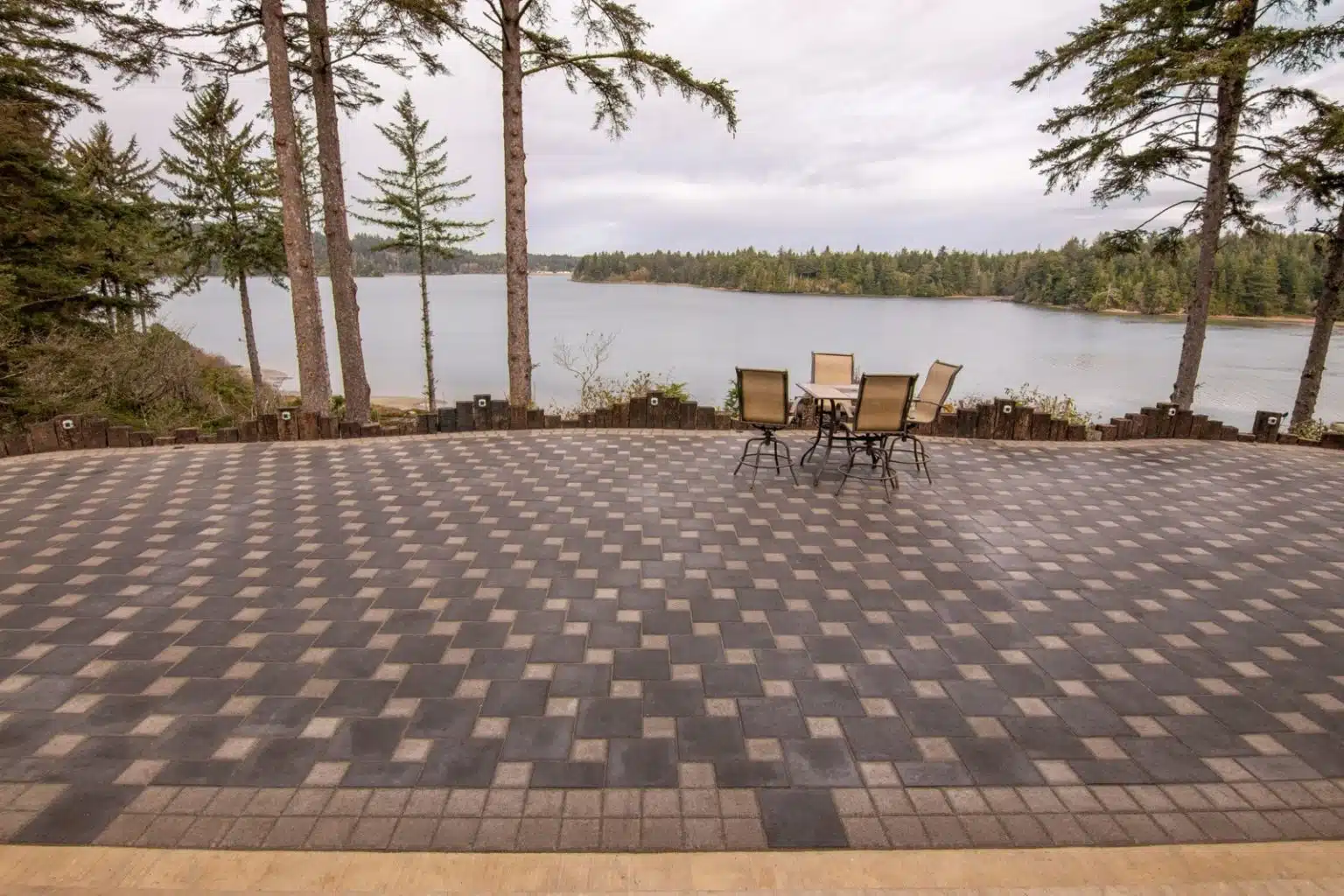 Arena Stone Charcoal Color City Square Pattern Pewter Lake view